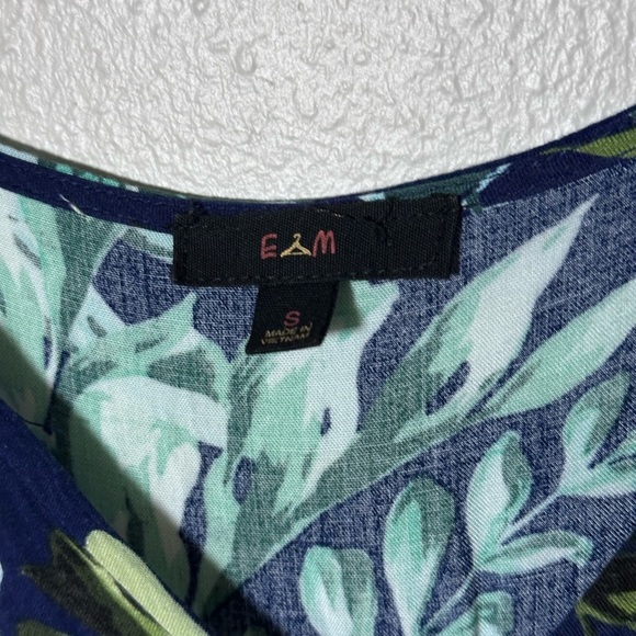 EM Women Blue /Green Summer floral romper size S - Picture 4 of 7